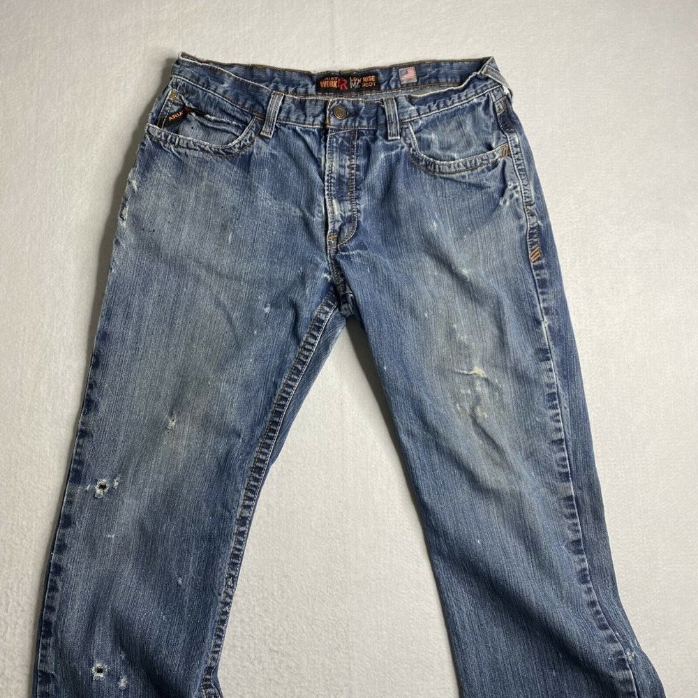 Ariat FR M4 Mid Rise Boot Flame Resistant Denim Men’s Blue Jeans 36 x 38